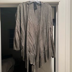 Treasures Design Taupe Suede Jacket. One Size. Never worn with tags.